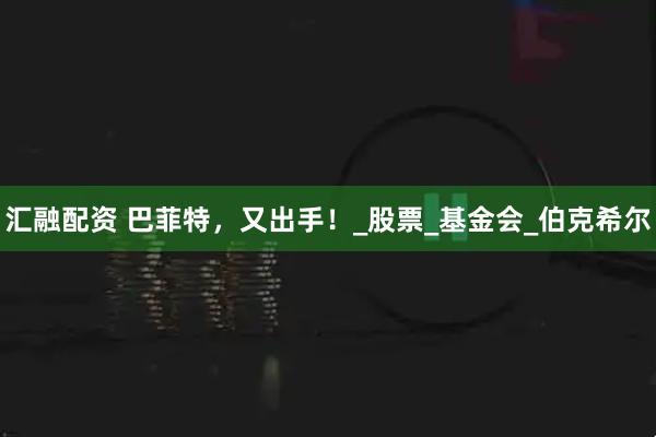 汇融配资 巴菲特，又出手！_股票_基金会_伯克希尔